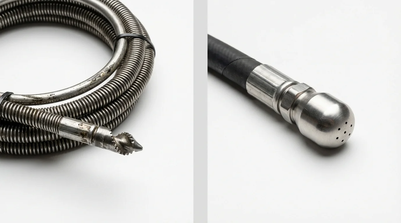 Drain snake cable and hydro jetting nozzle used for drain cleaning in Chino Valley, AZ