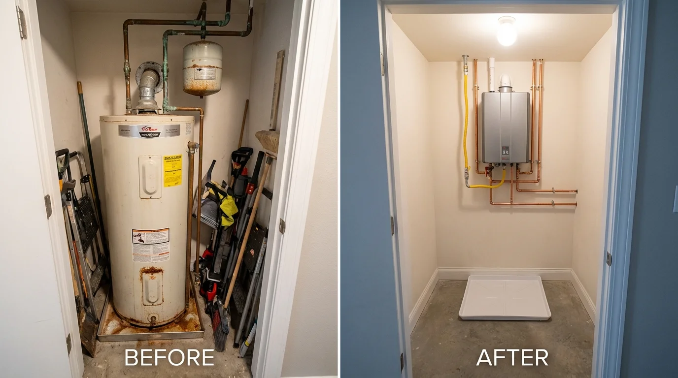 Tank water heater versus wall-mounted tankless unit comparison for Chino Valley, AZ homeowners