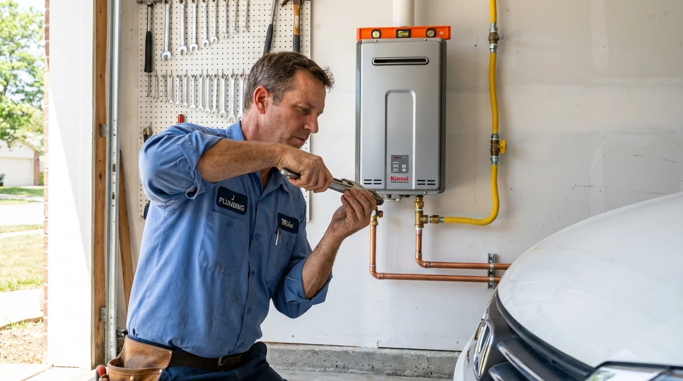 Tankless water heater installation by a Johns Plumbing LLC plumber in Chino Valley